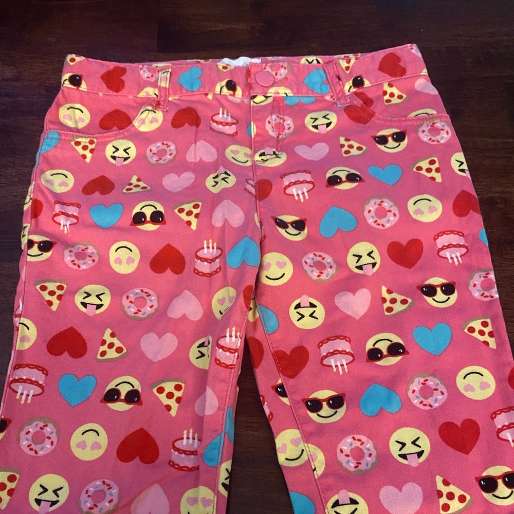 Girls pink emoji jeggings